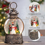 Christmas Snow Globes Lantern with Music, Snowman Snow Globes with Swirling Glitter Effects, USB/Battery Powered with 6-Hour Timer, Christmas Decorations