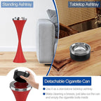 RELIANCER Floor Standing Ashtray w/Detachable Cigar Container,Stainless Steel Cigarette Ash Tray,Outdoor Self-Cleaning Ash Holder w/Weighted Base,Cigarettes Butt Receptacle Disposal for Home Patio
