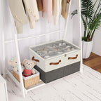 Shoe Organizer for Closet 2 Pack, Foldable Shoe Box with Adjustable Dividers and Clear Cover, Space Saving Shoe Storage Organizer Cabinet with Reinforced Handles, Fits 32 Pairs TP12WG