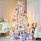 Sea Team 32-Pack Flocked Velvet Christmas Tree Ball Ornaments Set, Decorative Hanging Baubles, Shatterproof Plastic Decorations for Xmas Tree, Wreath, Garland, Multi-Sized, Pink
