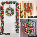 HEYHOUSE Wreath Hanger,Easter Decorations Adjustable Wreath Hanger for Front Door Decor from 14.9-25",Over The Door Hooks Organizer 20 lbs Larger Wreaths Hangers Christmas Wreaths Decorations Hook