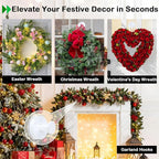 White Garland Hanger, 22LB Strong Wreath Hangers for Front Door Easter Christmas Decorations Welcome Sign, Suction Cup Hooks for Wreaths on Glass Window Over The Door, Removable Wreath Door Hanger