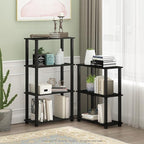 Furinno TURN-S-TUBE Storage Shelves, 3-Tier Book Shelf, Corner Shelf, Toolless Open Shelves, for Organization and Storage, Living Room, Garage, Home Office, Espresso