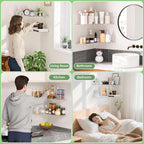 Sezanrpt 11.4x16 Inch Acrylic Corner Floating Shelf Set of 2, White Corner Wall Shelf for Home Décor, Speakers, Security Cameras, Toileries, Plants, Figures, Cosmetics, Books
