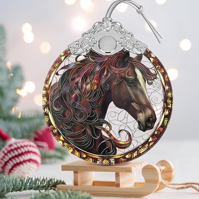 Horse Stained Glass Orament - Christmas Ornament - Christmas Decorations for Tree - Holiday Present ldeas - Gift Exchange