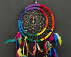 OMA Rainbow Dream Catcher Wall Hanging with Tiger Eye Stones and Feathers, Rainbow Chakra Traditional Dream Catcher Boho Home Decor Bedroom Decoration Gift Large Size - 28" Long x 9" Diameter