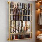Wall Mounted Display Rack, 7-Layer Wrapping Paper Ribbon Organizer Scarves Tie & Scarf Rack Belts Towel Holder Necktie Hijab Stand Metal Shelving for Home, Retail Stores, Flower Shop