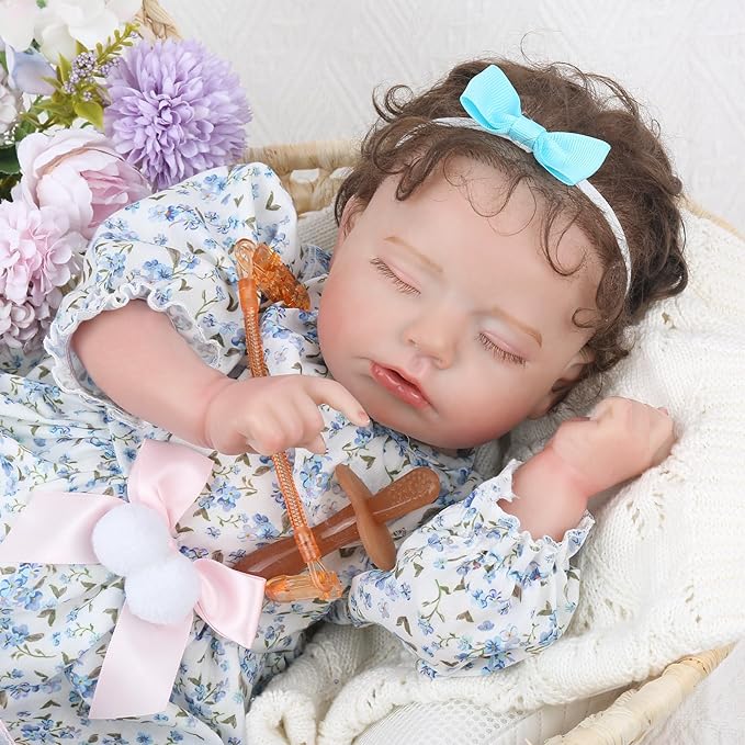 KSBD Lifelike Reborn Baby Dolls Girl-20 inch Realistic Sleeping Newborn Girl with Weighted Soft Body,Christmas Birthday Gift with Accessories for Kids Age 3+