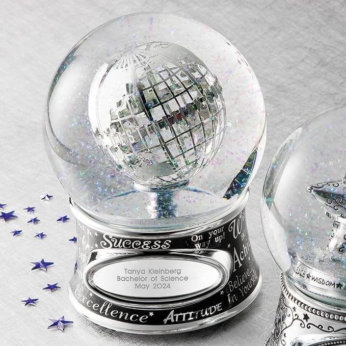 THINGS REMEMBERED Engraved Graduation Success Musical Snow Globe, Plays “The Impossible Dream” Music, Beautiful and Unique Graduation Gift (Free Customization)