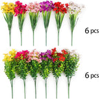 MACTING Artificial Flowers for Outdoors 12 Bundles Faux Outdoor Plants UV Resistant Fake Plastic Flowers No Fade for Planters Patio Porch Garden Home Indoor Outside Summer Decorations(Mix Color-2)