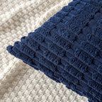 MIULEE Pack of 2 Corduroy Decorative Throw Pillow Covers 18x18 Inch Soft Boho Striped Pillow Covers Modern Farmhouse Home Decor for Summer Coastal Sofa Living Room Couch Bed Dark Blue