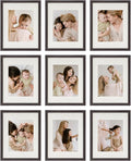 Sheffield Home 9 Piece Gallery Wall Frame Set, 11x14 Inch, Dark Oak