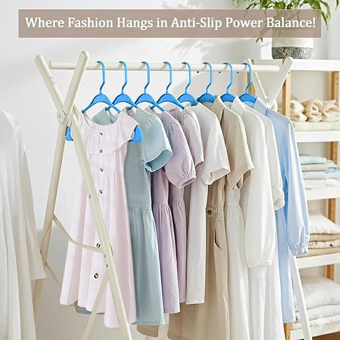 Utopia Home Plastic Hangers 50 Pack - Perfect Space Saving Clothes Hanger - Durable and Strong - Perfect Closet Organizers with Shoulder Grooves (Blue)