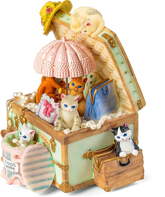 Cat Music Box for Girls, Cute Wind-Up Musical Keepsake Gift, for Daughter, Wife, Girlfriend, Sister, Granddaughter, Birthday Christmas Friendship Gift, Plays Castle in the Sky