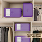 3-Layer Compressible with Zippers Blanket & Comforter Storage Bag,Ultra Space Saving Self Compression Organizer，Save 50% Space, 4 PCS，Purple