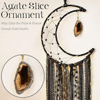 Witchy Crescent Moon Dream Catcher with Purple Agate, Witch Pagan Woven Wall Hanging Dreamcatcher with Light, Gothic Wiccan Hippie Decor with Ornament Decoration Women Gift for Bedroom Christmas