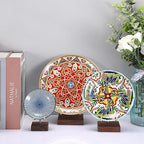 Hipiwe 2Pcs Adjustable Metal Arms Display Stand with Wooden Base Rock Display Stand Easel Decorative Plates Display Easel Holder for Gemstones Fossils Minerals Agate Plates Collectibles, 3.1"x3.1"