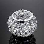 Hipiwe Crystal Jewelry Box with Glass Lid Small Trinket Organizer Mirrored Treasure Box Ring Holder Earrings Necklace Storage Box Keepsake Gift Box for Home Dresser Decor, Silver