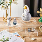 Jerify 6 Pcs Acrylic Risers Display Stands, 5.91'' 5.12'' 3.54'', Clear Square Nesting Pedestal Shelf with Hollow Bottom for Tabletop Jewelry Display, 3 Sized