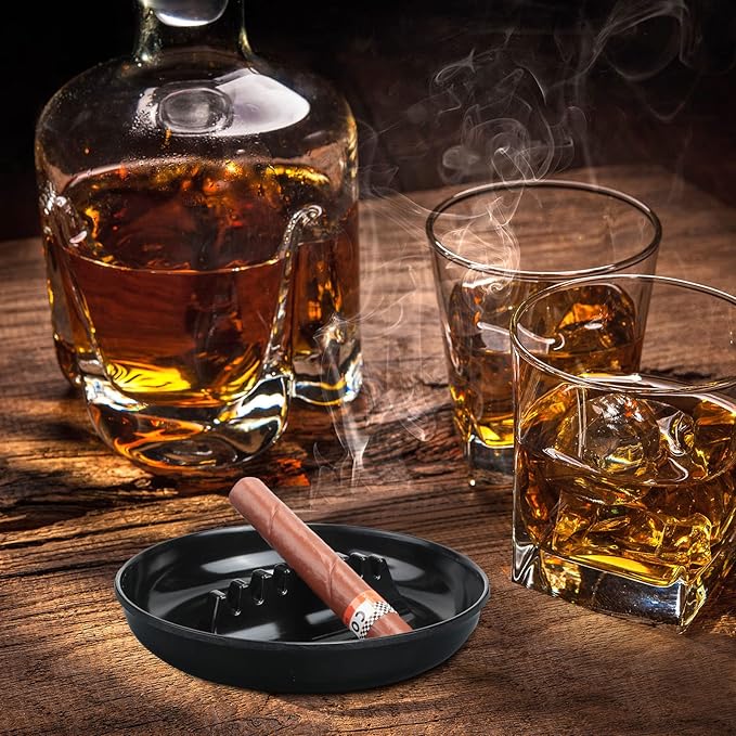 Reginary 12 Pcs Round Ashtray Large Plastic 6.69" Ashtray Holder Vintage Ash Tray for Indoor Outdoor Home Bar Restaurant Tabletop Ash Tray