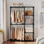 OLIXIS Portable Wardrobe Closet with Hanging Rods, 44 Inch Portable Clothing Rack with Shelves, Heavy Duty Clothes Rack, Freestanding Closet Organizer