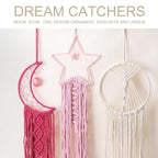 MECCANIXITY Macrame Dream Catchers, White Handmade Star Design Woven Cotton Dream Catcher Wall Hanging for Home Bedroom Decoration Ornament Craft Gift