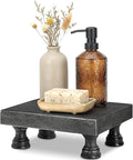 EOSAHR Stylish Rustic Pine Wood Riser Display Stand for Home Decor - Boho Pedestal Stand Can be used as Plant Stand & Cake Stand - Farmhouse Decor Bathroom Accessories Essentials(Old Black)
