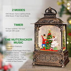 Christmas Snow Globes Lantern with The Nutcracker Music, Nutcracker Snow Globe with Swirling Glitter Effects, USB/Battery Powered with 6-Hour Timer, Christmas Decorations