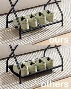 Luggage Rack with Storage Shelf, Foldable Suitcase Stand, Heavy Duty Metal Luggage Holder, 150 lbs Top Capacity, 50 lbs Bottom Shelf, for Guest Room, Bedroom, Hotel LR-BK-1