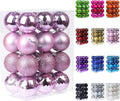 Emopeak 24Pcs Christmas Balls Ornaments for Xmas Christmas Tree - 4 Style Shatterproof Christmas Tree Decorations Hanging Ball for Holiday Wedding Party Decoration (Pink, 2.4"/6.2CM)