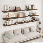 RICHFOCUS 48Inch Floating Shelves for Wall 2 Pack Shelves for Bedroom|Kitchen|Bathroom Wall Mounted Rustic Wood Floating Shelf with Invisible Brackets for Books|Storage|Decor, Walnut