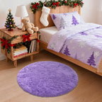 OLANLY Purple Round Rugs for Bedroom - Machine Washable, 2 ft Circle Area Rugs for Living Room, Soft and Fluffy Shaggy Carpet for Teen Girls and Boys, Nursery Rooms, Dorms, Home Decor Aesthetic