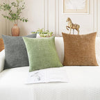 CaliTime Throw Pillow Covers Decorative 18 X 18 Inches Pack of 2 Cozy Chenille Cushion Case for Couch Sofa Bed Living Room Home Apricot Brown