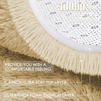 OLANLY Cream Round Rugs for Bedroom - Machine Washable, 2 ft Circle Area Rugs for Living Room, Soft and Fluffy Shaggy Carpet for Teen Girl and Boys, Nursery Rooms, Dorms, Home Decor Aesthetic
