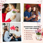 Anniversary Wedding Gifts for Wife - Mothers Day Birthday Gift for Her, Girlfriend, Wife - Love Romantic Gift Ideas for Her Him, Girlfriend Boyfriend - 5.51'' x 4.13'' Cute Crochet Love