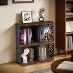 1 Cube of Magazine Rack, Modern Floor Magazine Holder with Rustic Wood & Metal Design, Large Capacity Stackable Organizer for Living Room & Office & Bedroom