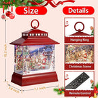 Christmas Snow Globe Lantern Water Glittering Lantern with 8 Songs & 6H Timer Romote Control Christmas Snow Globes USB & Battery Operated for Christmas Festival Decorations Gifts (Santa and Reindeer)