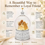 Dog Memorial Gifts for Loss of Dog Sympathy Gift, Snow Globe with Auto Swirling Glitter & 6H Timer, Battery or USB Powered, Dog Passing Away Gifts for Home Decor