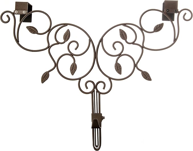 [Front Door WREATH HANGER] - Ivy Design | ADJUSTABLE Hook Length for Tall and Small Doors | PADDING to Prevent Damage like Scratch and Dents | Heavy Duty Cast Iron Metal Hangar - (Brown)