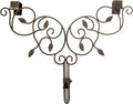[Front Door WREATH HANGER] - Ivy Design | ADJUSTABLE Hook Length for Tall and Small Doors | PADDING to Prevent Damage like Scratch and Dents | Heavy Duty Cast Iron Metal Hangar - (Brown)