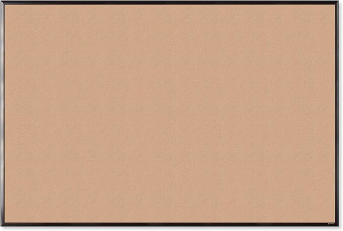 U Brands Cork Bulletin Board, 48" x 72", Black Aluminum Frame, Industrial Grade Pinning Surface
