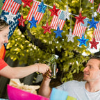48PCS Fourth of July Decorations for Tree, America Star Ornaments, Pre-Assembled Patriotic Star Ornaments, Red Silver and Blue 250 Anniversary USA Merchandise for Independence Day Memorial Day Decor