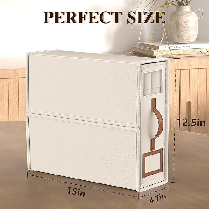 3 Pack Foldable Bed Sheets Set Organizers and Storage(King & Queen Size),Linen Fabric Closet Organizers with Window,Folding Bedding Storage Box for Bedsheets and Pillow Cube Organizer-Beige