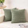 Aegero Pack of 2 Corduroy Decorative Throw Pillow Covers 22x22 Inch Soft Striped Pillow Covers Modern Farmhouse Home Decor for Sofa Living Room Couch Bed（Sage Green）
