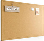 Fluxynara Large Bulletin Board, 47.2" x 35.4" Cork Board Alternative with 24 Safe Removable Adhesive Tabs, Foldable Felt Pin Board for Home Office, Classroom, Bedroom,Entryway for Walls—Mustard Yellow