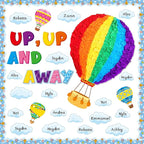 Epakh Hot Air Balloon Bulletin Board Set Hot Air Balloon DIY Classroom Decorations 3D Paper Cutouts for Back to School Preschool Elementary Summer Window Chalkboards Wall Door Decor