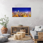 Charlotte Skyline Wall Art North Carolina City Wall Art Decor for Office Living Room Night View Cityscape Canvas Prints Pictures Modern Skyscraper Building Landscape Artwork Home Decoration 20x40"
