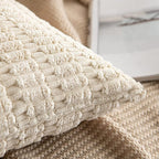 MIULEE Pack of 2 Corduroy Decorative Euro Sham Throw Pillow Covers 26x26 Inch Soft Boho Striped Pillow Covers Modern Farmhouse Home Decor for Sofa Living Room Couch Bed Cream White