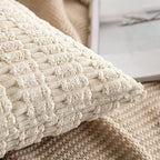 MIULEE Pack of 2 Corduroy Decorative Throw Pillow Covers 16x16 Inch Soft Boho Striped Pillow Covers Modern Farmhouse Home Decor for Sofa Living Room Couch Bed Cream White