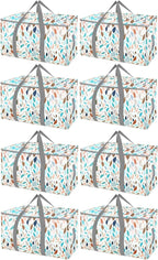 BALEINE 8-Pack Oversized Moving Bags with Reinforced Handles, Heavy-Duty Storage Tote for Clothes, Moving Supplies (Mosaic, 8-Pack)